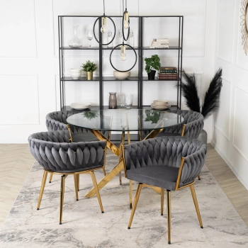 Krzesło Obrotowe Szare Welurowe DOLCE