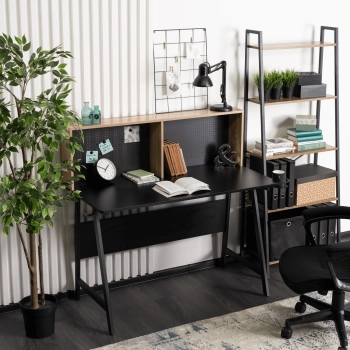 Biurko Gamingowe MACIEK 138,5 cm Czarne/Dąb Sonoma