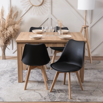 Krzesło SCANDI Czarne/Dąb Ekoskóra