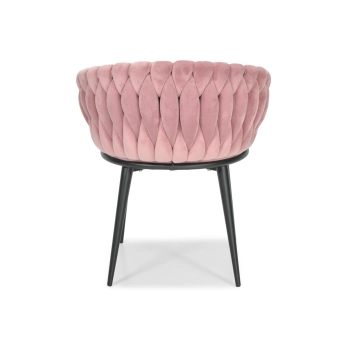 Krzesło glamour plecione ROSA - czarno-pudrowy róż