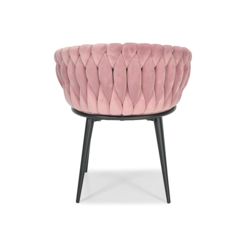 Krzesło glamour plecione ROSA - czarno-pudrowy róż