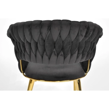 Stylowe krzesło glamour plecione IRIS LUX - czarne