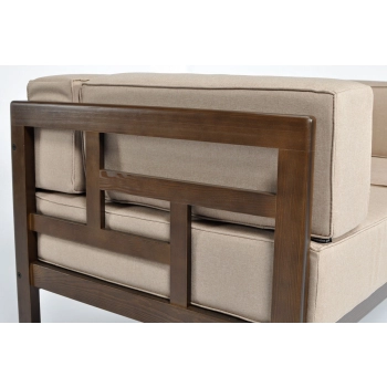 Sofa ogrodowa drewniana 3-osobowa EDEN ciemny brąz/beż