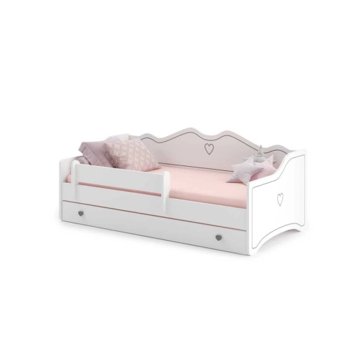 Łożko dziecięce EMMA z szufladą i barierką 140x70 szary