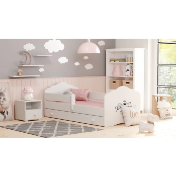 Łożko dziecięce FALA z szufladą i barierką 160x80 Princess