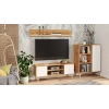 Szafka RTV 135 cm skandynawska dąb craft złoty-biel