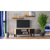 Półka  Shelf 100 cm dąb craft złoty czarny