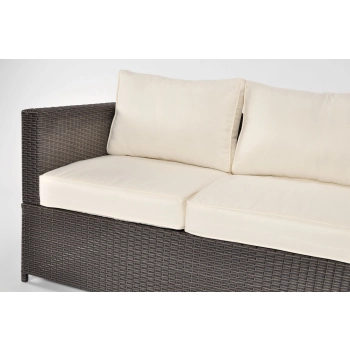 Sofa ogrodowa 3-osobowa z technorattanu MALAGA - brązowa