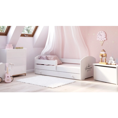 Łożko dziecięce LUK z szufladą i barierką 140x70 Princess