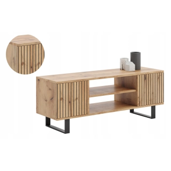 Szafka RTV 135 cm loft dąb craft złoty - lamele