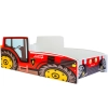 Łożko pojedyncze Traktor 140x70 z materacem czerwony