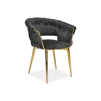 Stylowe krzesło glamour plecione IRIS LUX - czarne