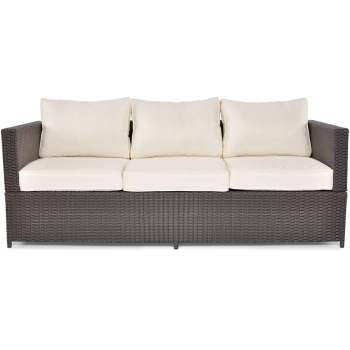 Sofa ogrodowa 3-osobowa z technorattanu MALAGA - brązowa