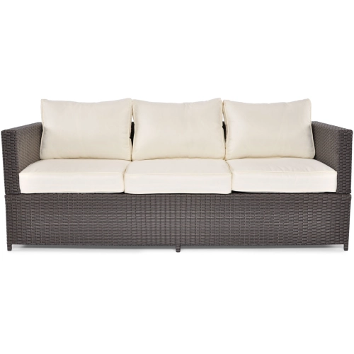 Sofa ogrodowa 3-osobowa z technorattanu MALAGA - brązowa