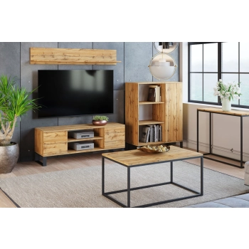 Szafka RTV 135 cm loft dąb craft złoty