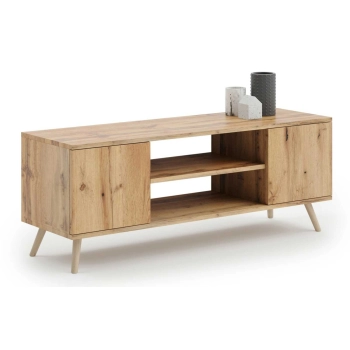 Szafka RTV 135 cm skandynawska dąb craft złoty