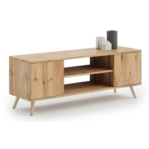 Szafka RTV 135 cm skandynawska dąb craft złoty