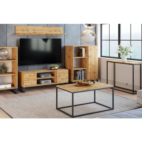 Szafka RTV 155 cm loft dąb craft złoty