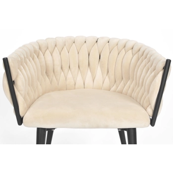 Krzesło glamour plecione ROSA - czarno-beżowe