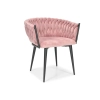 Krzesło glamour plecione ROSA - czarno-pudrowy róż