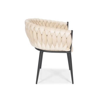 Krzesło glamour plecione ROSA - czarno-beżowe