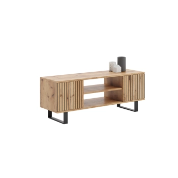 Szafka RTV 135 cm loft dąb craft złoty - lamele