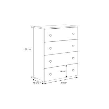 Komoda dziecięca Emily, różowy uchwyt
