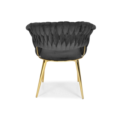 Stylowe krzesło glamour plecione IRIS LUX - czarne