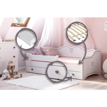 Łożko dziecięce EMMA z szufladą i barierką 180x80 szary