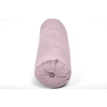 Welurowa poduszka wałek z guzikiem 50 cm - pudrowy róż