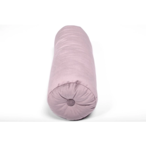 Welurowa poduszka wałek z guzikiem 50 cm - pudrowy róż