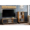Szafka RTV 135 cm loft dąb craft złoty - czarny