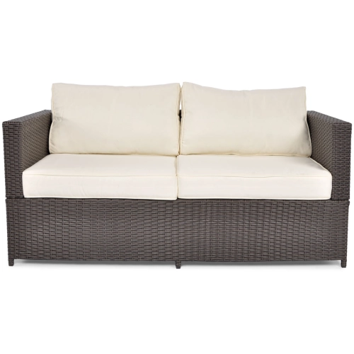 Sofa ogrodowa 2-osobowa z technorattanu MALAGA - brązowa