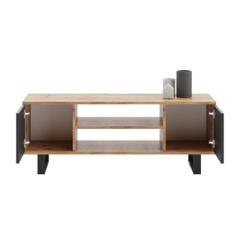 Szafka RTV 135 cm loft dąb craft złoty - czarny