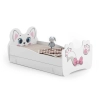 Łożko pojedyncze Pink Cat 160x80 z szufladą
