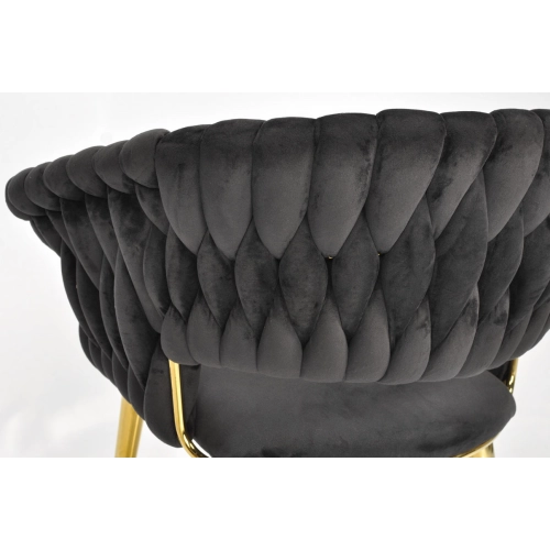 Stylowe krzesło glamour plecione IRIS LUX - czarne