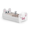Łożko pojedyncze Pink Cat 140x70 z szufladą