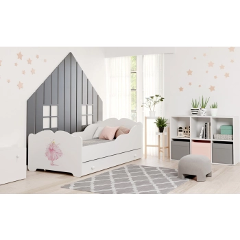 Łożko dziecięce ANNA z szufladą 160x80 Księżniczka w koronie