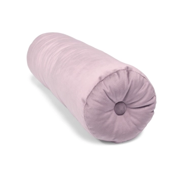 Welurowa poduszka wałek z guzikiem 50 cm - pudrowy róż