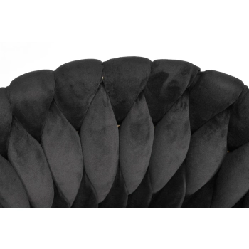 Krzesło glamour welurowe plecione ROSA - czarne