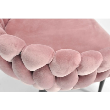 Krzesło glamour plecione ROSA - czarno-pudrowy róż