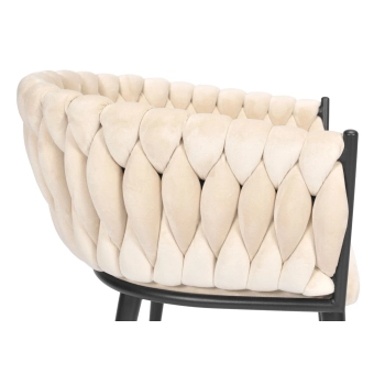 Krzesło glamour plecione ROSA - czarno-beżowe