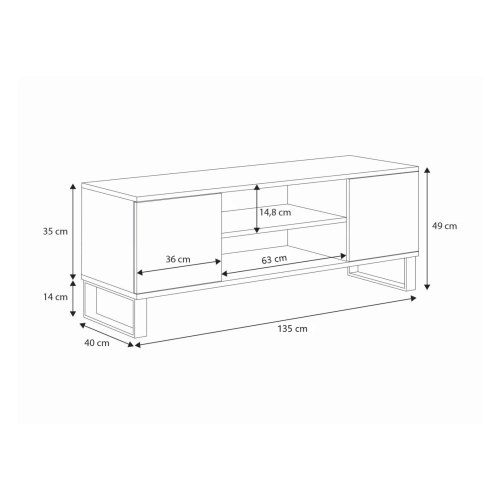 Szafka RTV 135 cm loft dąb craft złoty - jodełka