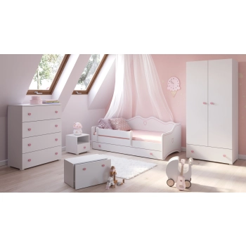 Łożko dziecięce EMMA z szufladą i barierką 180x80 różowy