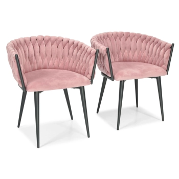 Krzesło glamour plecione ROSA - czarno-pudrowy róż