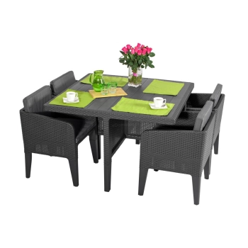 Meble ogrodowe COLUMBIA 5 zestaw 4-osobowy - grafitowy