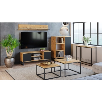 Półka  Shelf 100 cm dąb craft złoty czarny