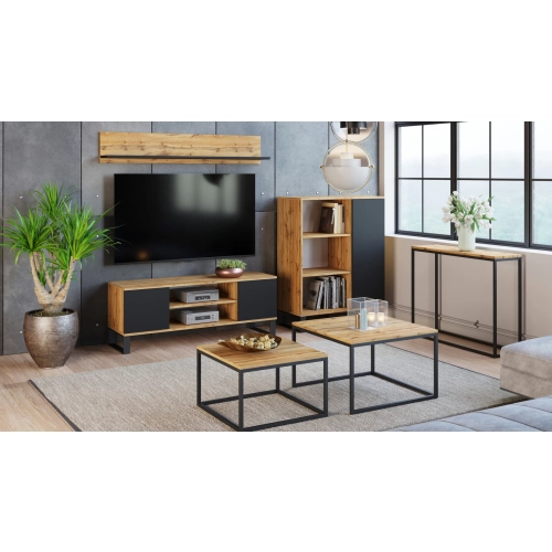 Półka  Shelf 100 cm dąb craft złoty czarny