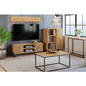 Regał szafka Fondi dąb craft złoty - czarny, styl loft