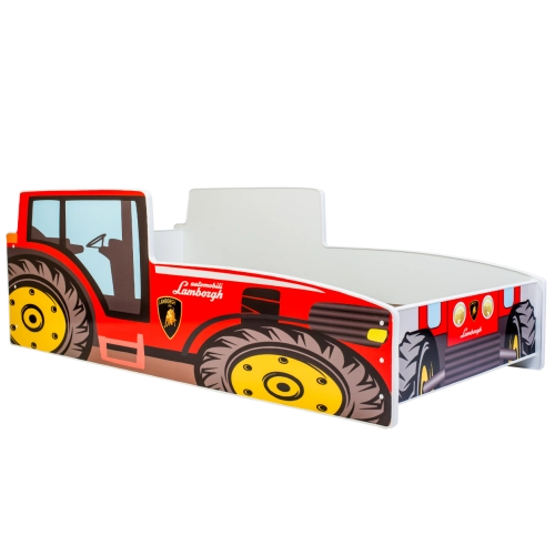 Łożko pojedyncze Traktor czerwony 160x80 z materacem